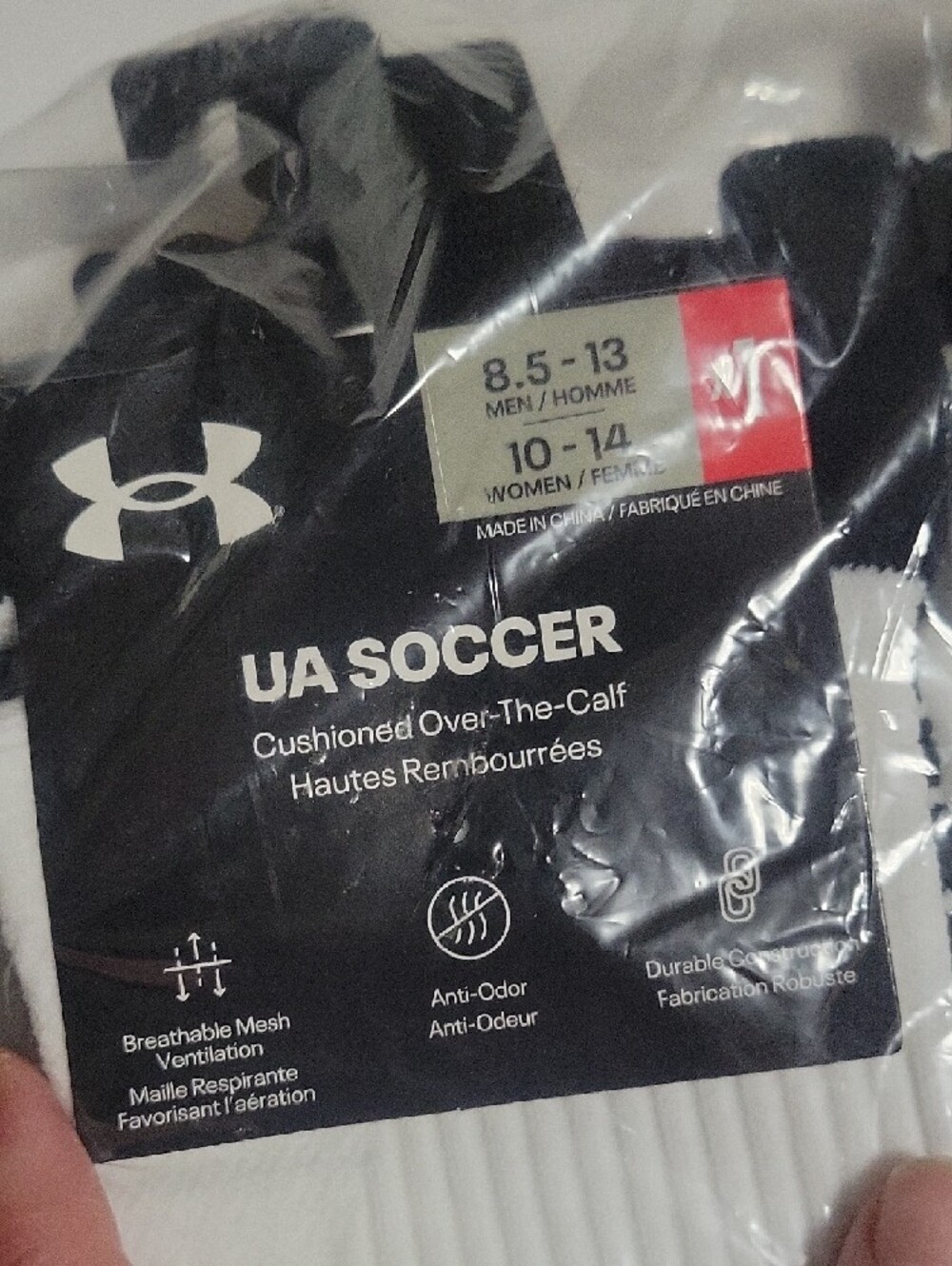Under Armour White Soccer Socks with Black Logo - 6 Pack - Picture 2 of 4